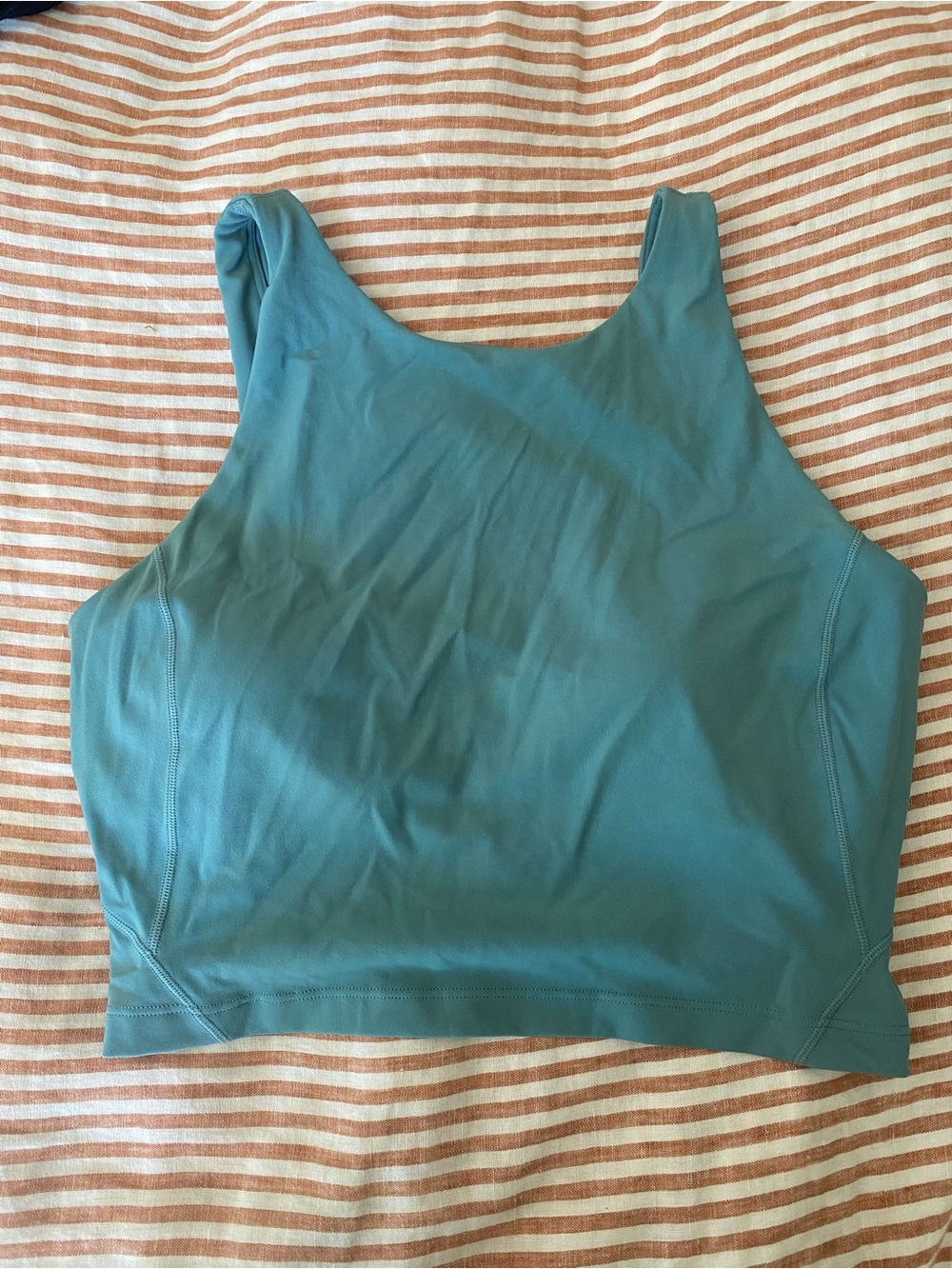 Lululemon high neck sports bra crop tank built in support 10 turquoise aqua blue